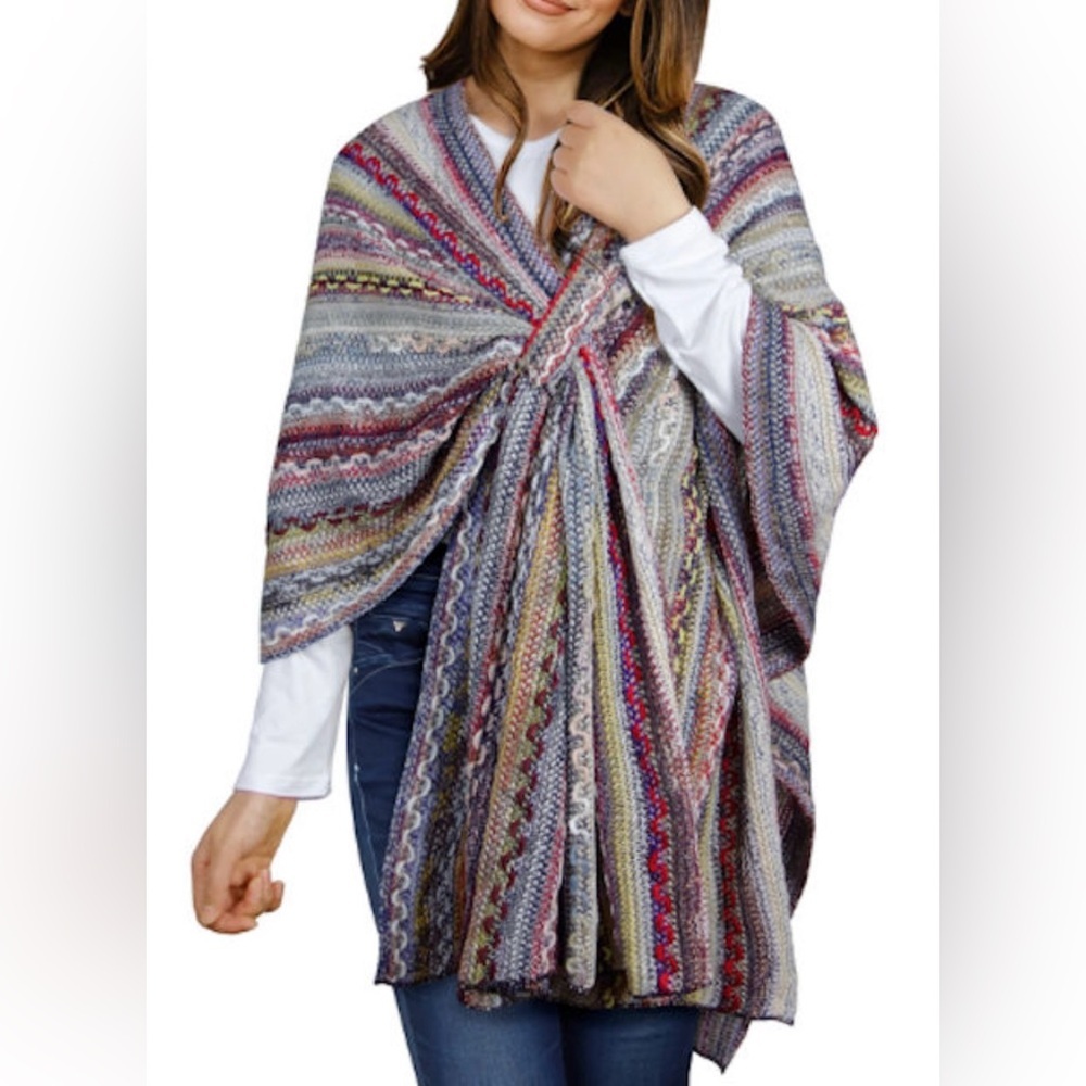 Mirabeau Bohemian Giving Shawl Pull Through Multicolor, Unique patterns size OS